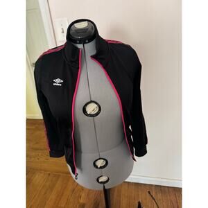 Umbro Kids Black Pink Track Jacket Youth Large (10/12) Zip Up Athletic Jacket